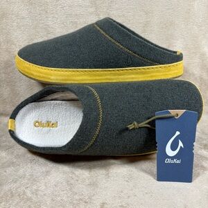 Olukai Hamani Hulu‎ Men's Size 11 Slippers Green Slip On Shoes Wool Warm Comfort